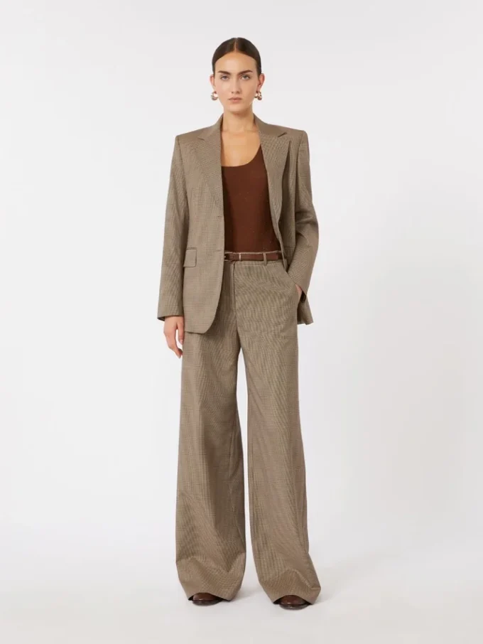Patterned wool twill blazer, caramel