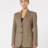 Patterned wool twill blazer, caramel