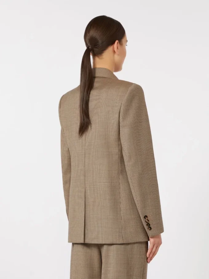 Patterned wool twill blazer, caramel