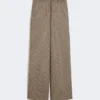 Patterned wool wide-leg trousers, caramel