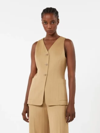 Pinstripe jacquard jersey gilet, desert