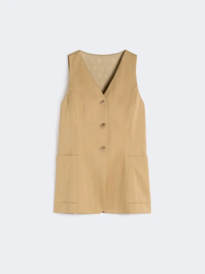 Pinstripe jacquard jersey gilet, desert