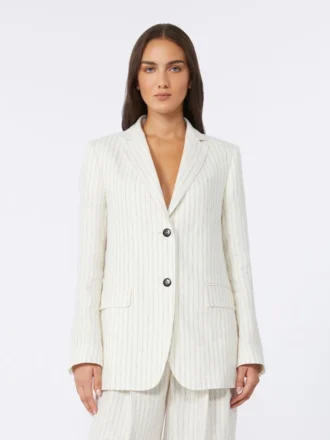 Pinstripe linen blazer, natural