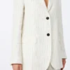 Pinstripe linen blazer, natural