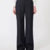 Pinstripe wool trousers, navy