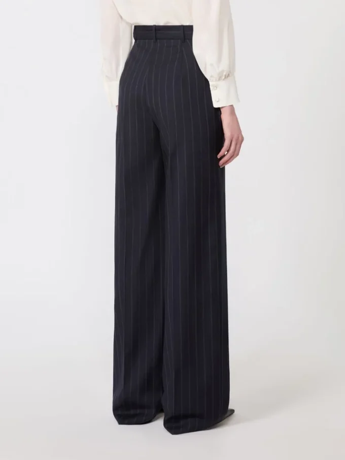 Pinstripe wool trousers, navy