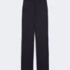 Pinstripe wool trousers, navy