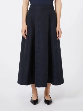Pleated jacquard skirt, midnightblue