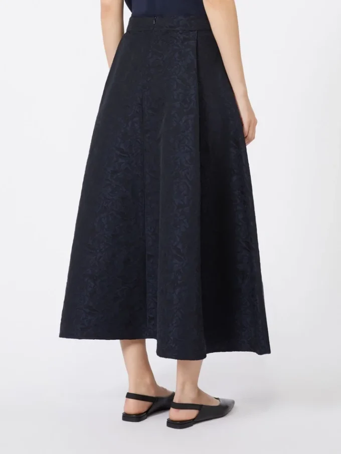 Pleated jacquard skirt, midnightblue