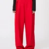 Pleated stretch wool trousers, red Pleated stretch wool trousers, red