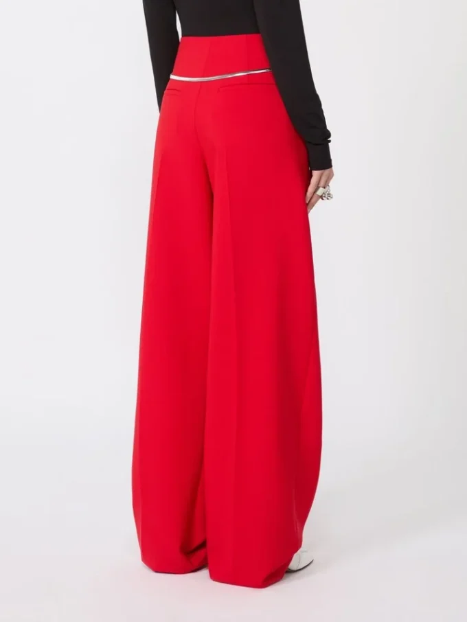 Pleated stretch wool trousers, red Pleated stretch wool trousers, red