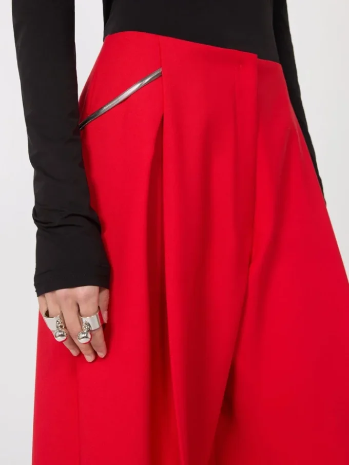 Pleated stretch wool trousers, red Pleated stretch wool trousers, red