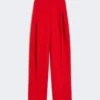 Pleated stretch wool trousers, red Pleated stretch wool trousers, red