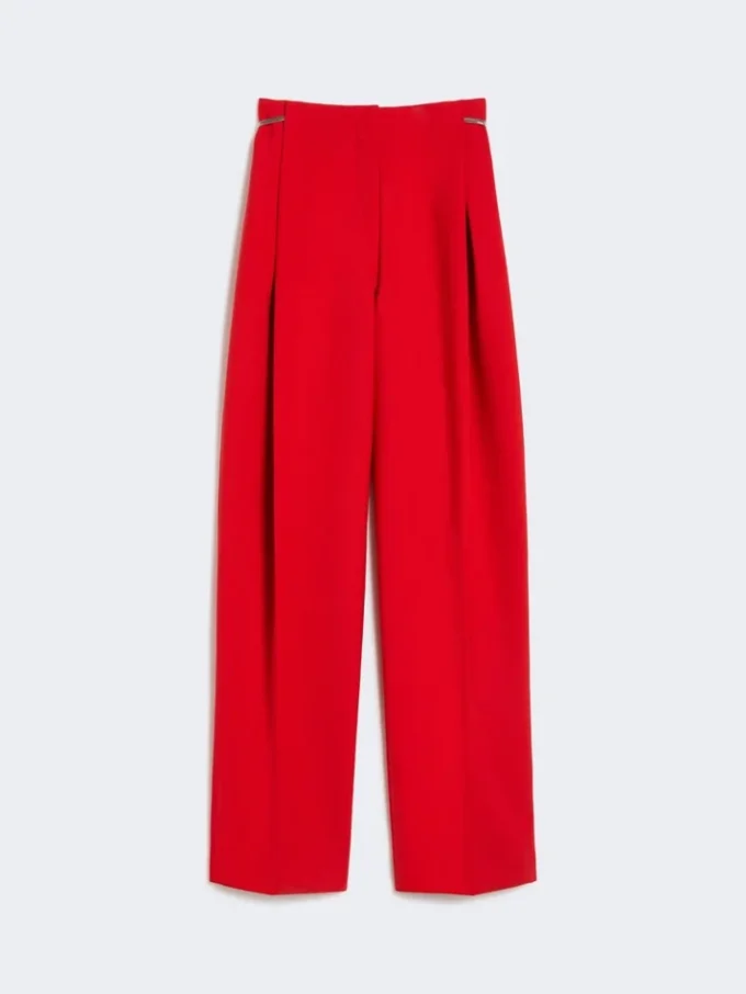 Pleated stretch wool trousers, red Pleated stretch wool trousers, red