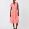 Plissa-pleated chiffon dress, pink