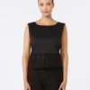 Poplin and macrama lace top, black Poplin and macrama lace top, black