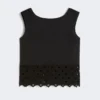 Poplin and macrama lace top, black Poplin and macrama lace top, black