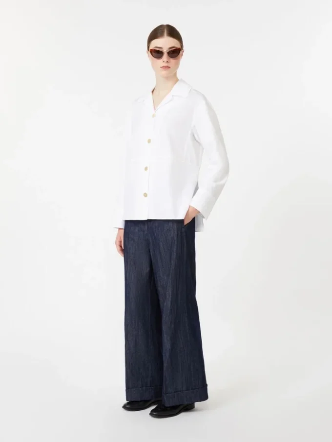 Straight-fit cotton and linen denim trousers, midnightblue Straight-fit cotton and linen denim trousers, midnightblue