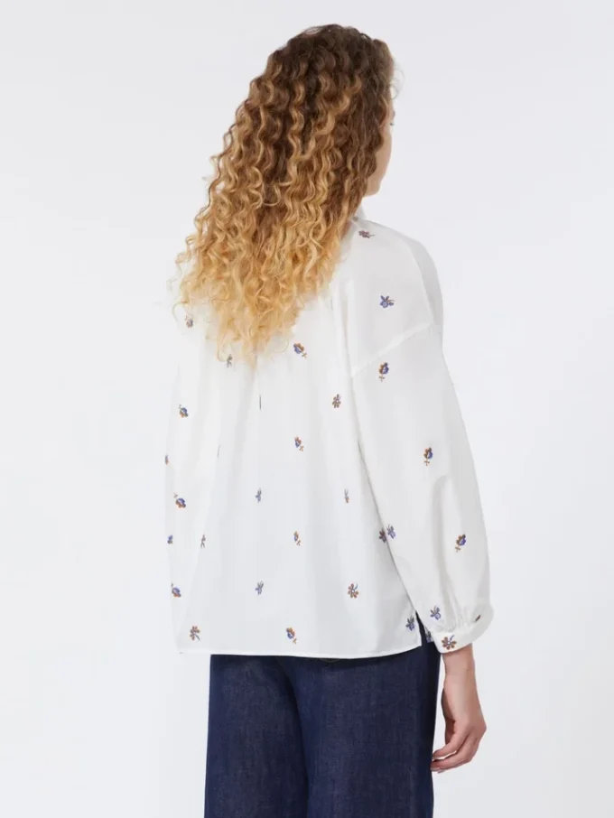 Poplin shirt with embroidery, white