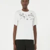 Print and embroidery-adorned jersey t-shirt, white Print and embroidery-adorned jersey t-shirt, white