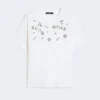 Print and embroidery-adorned jersey t-shirt, white Print and embroidery-adorned jersey t-shirt, white