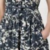 Printed cotton dress with belt, ultramarine Printed cotton dress with belt, ultramarine
