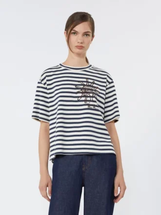 Printed cotton jersey t-shirt, navy