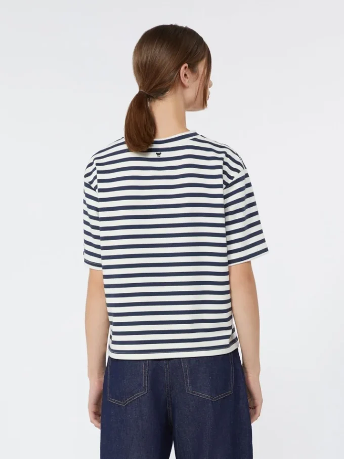 Printed cotton jersey t-shirt, navy