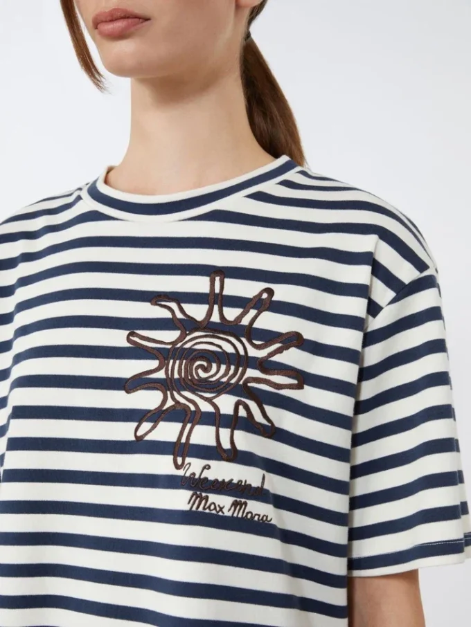 Printed cotton jersey t-shirt, navy