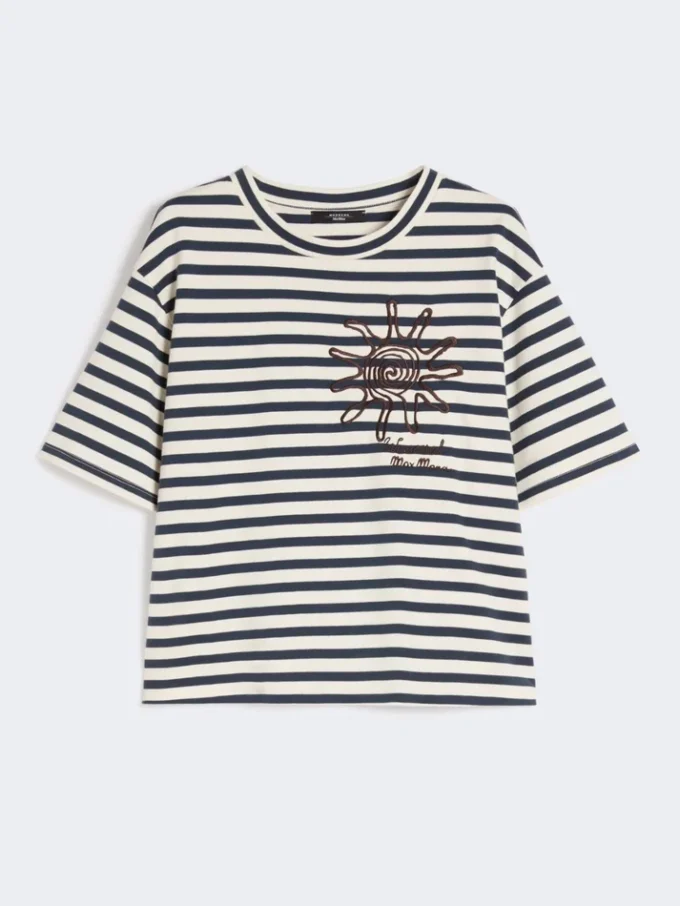 Printed cotton jersey t-shirt, navy