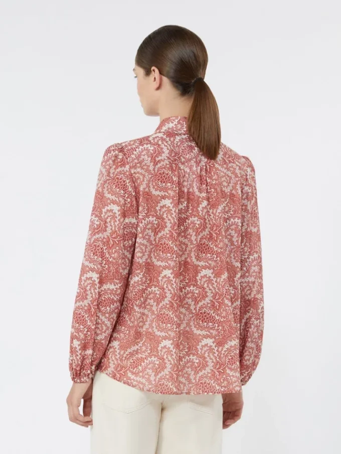 Printed cotton voile shirt, cherry
