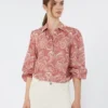 Printed cotton voile shirt, cherry
