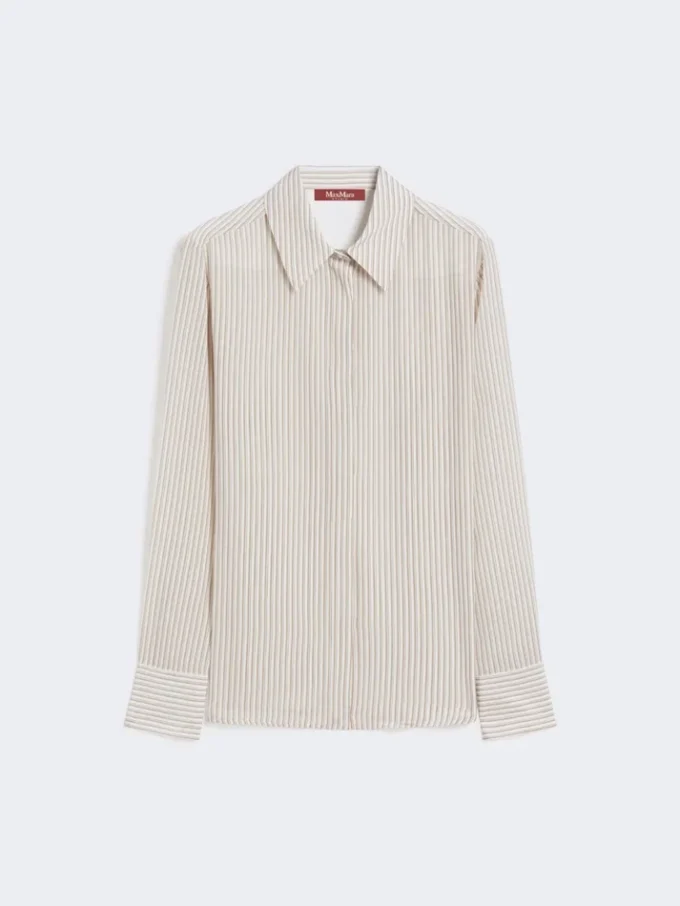 Printed crepe de chine shirt, camel