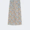 Printed crepe de chine trousers, light blue Printed crepe de chine trousers, light blue