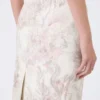 Printed organza and gabardine pencil skirt, white Printed organza and gabardine pencil skirt, white