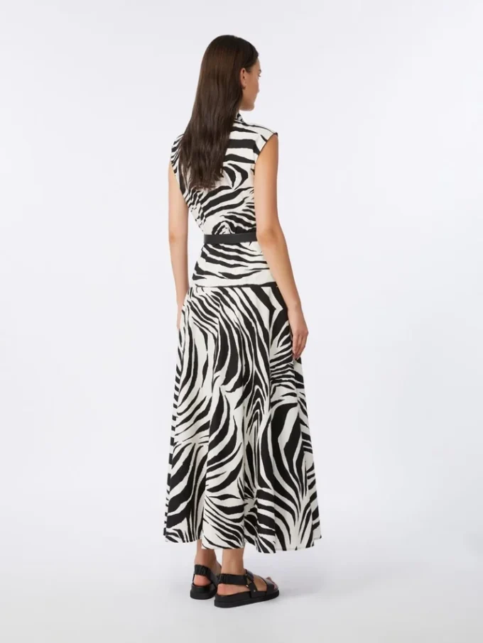 Printed poplin shirt dress, black