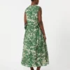 Printed ramie canvas dress, green Printed ramie canvas dress, green
