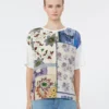 Printed silk and stretch cotton jersey t-shirt, multicolour Printed silk and stretch cotton jersey t-shirt, multicolour