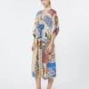 Printed silk crepe de chine midi dress, multicolour Printed silk crepe de chine midi dress, multicolour