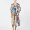 Printed silk crepe de chine midi dress, multicolour Printed silk crepe de chine midi dress, multicolour