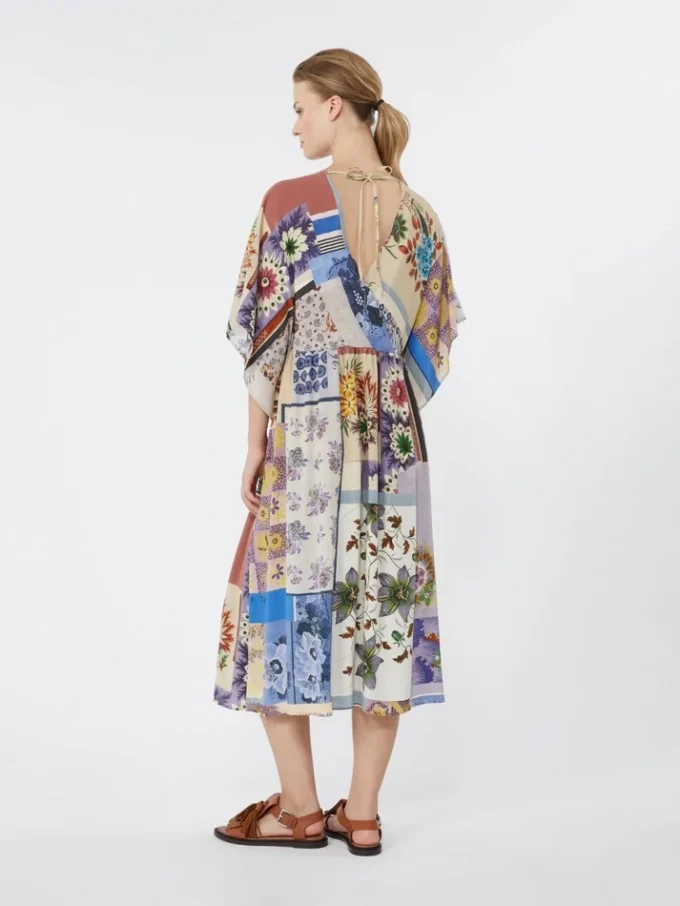 Printed silk crepe de chine midi dress, multicolour Printed silk crepe de chine midi dress, multicolour