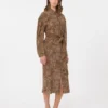 Printed silk crepe de chine shirt dress, camel Printed silk crepe de chine shirt dress, camel