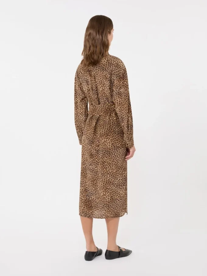 Printed silk crepe de chine shirt dress, camel Printed silk crepe de chine shirt dress, camel