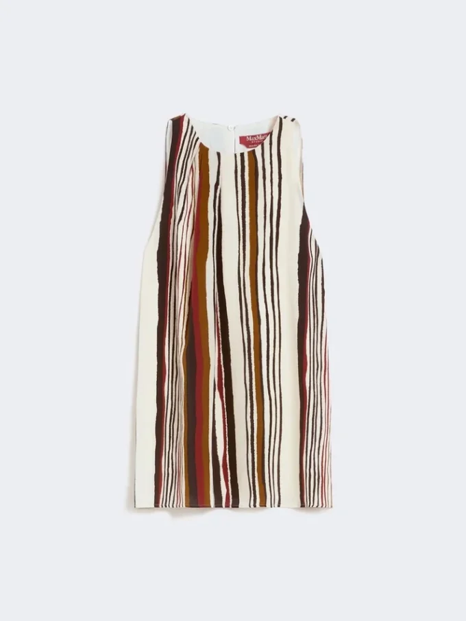 Printed silk crepe de chine top, brick red Printed silk crepe de chine top, brick red