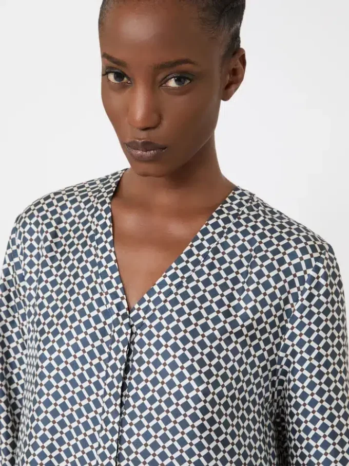 Printed silk dress, midnightblue