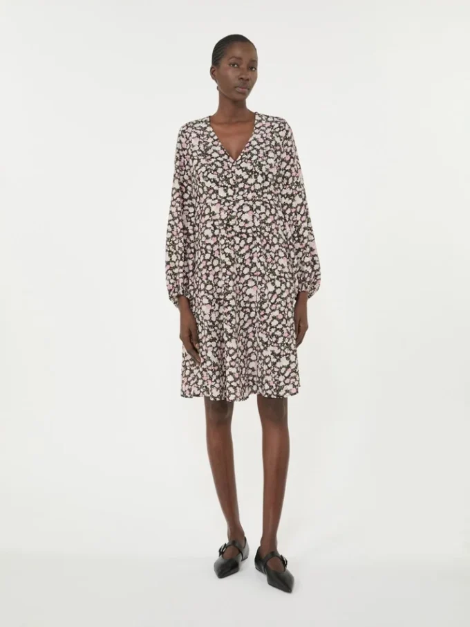 Printed silk dress, pink