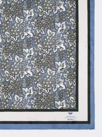 Printed silk foulard, china blue