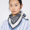 Printed silk foulard, china blue Printed silk foulard, china blue