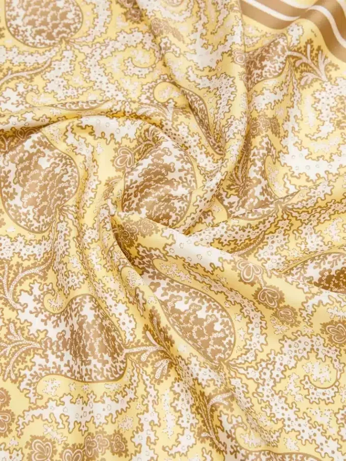 Printed silk foulard, green Printed silk foulard, green