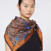 Printed silk foulard, hazelnut brown Printed silk foulard, hazelnut brown